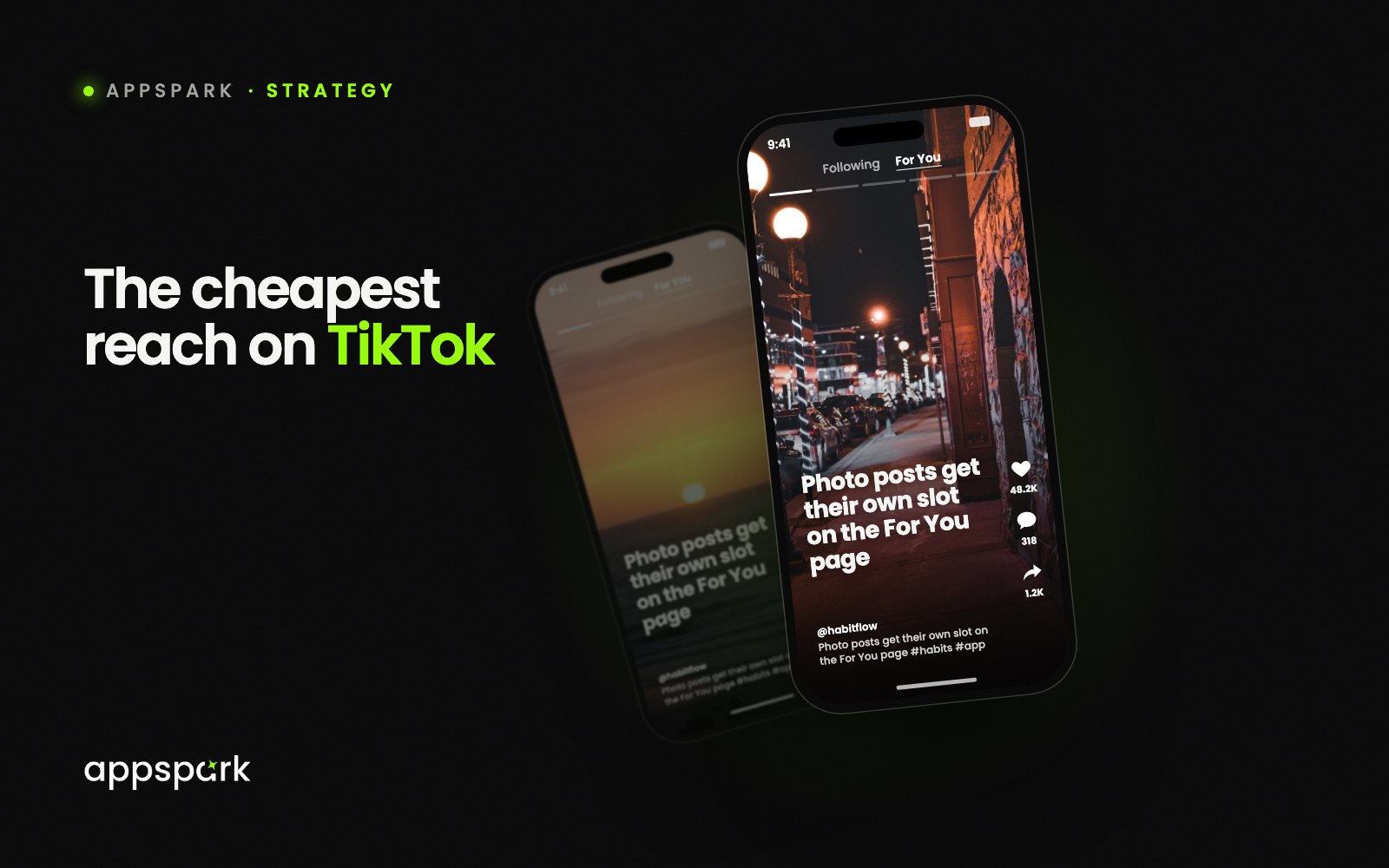 A phone showing a TikTok slideshow on the For You page